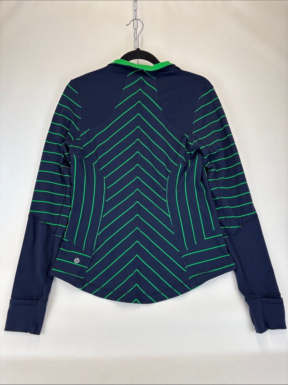 LULULEMON Forme Cuffins Striped Jacket Navy Green Size 10 - Picture 3 of 4